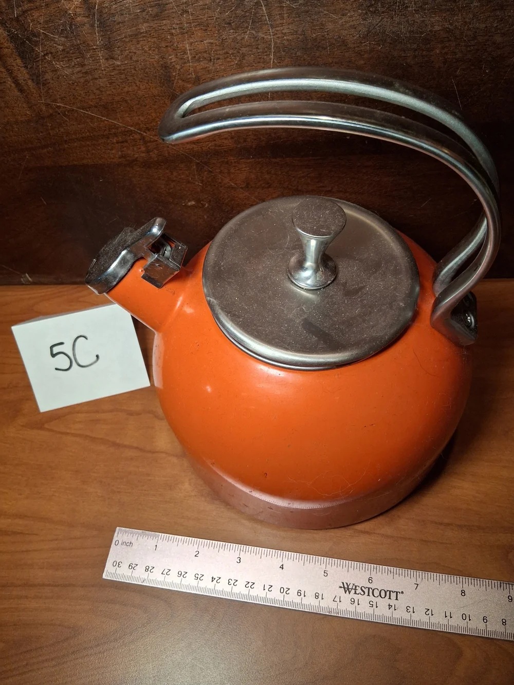 kate spade Orange Enamel Whistling Tea Kettle with Stainless Accents